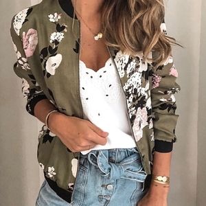 Green flower bomber jacket